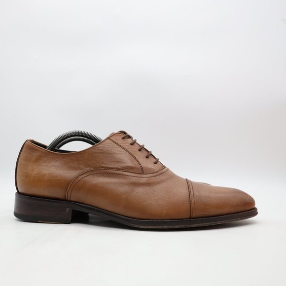 To Boot New York Shoes Men's 11 M Brown Leather Lace Up Cap Toe Dress Oxfords - Picture 1 of 11